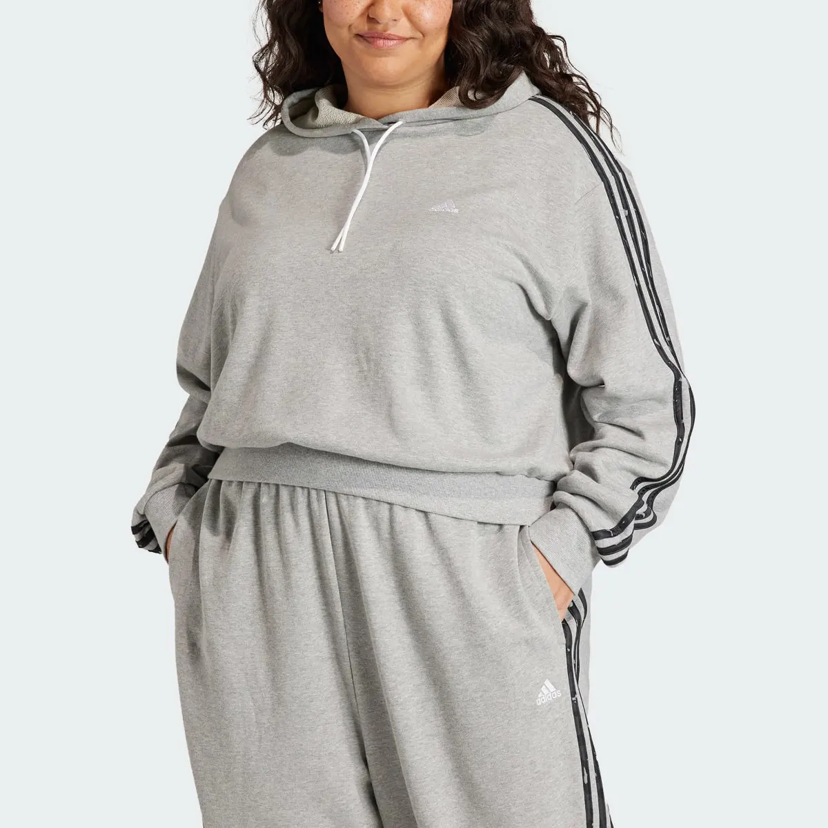 Adidas Essentials 3-Stripes Animal Print Relaxed Hoodie (Plus Size). 1