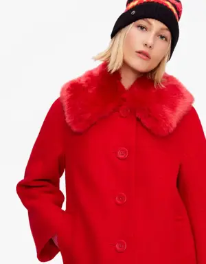 Faux Fur Collar Wool Coat