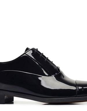 Siyah Rugan Klasik Bağcıklı Kösele Erkek Ayakkabı -02701-