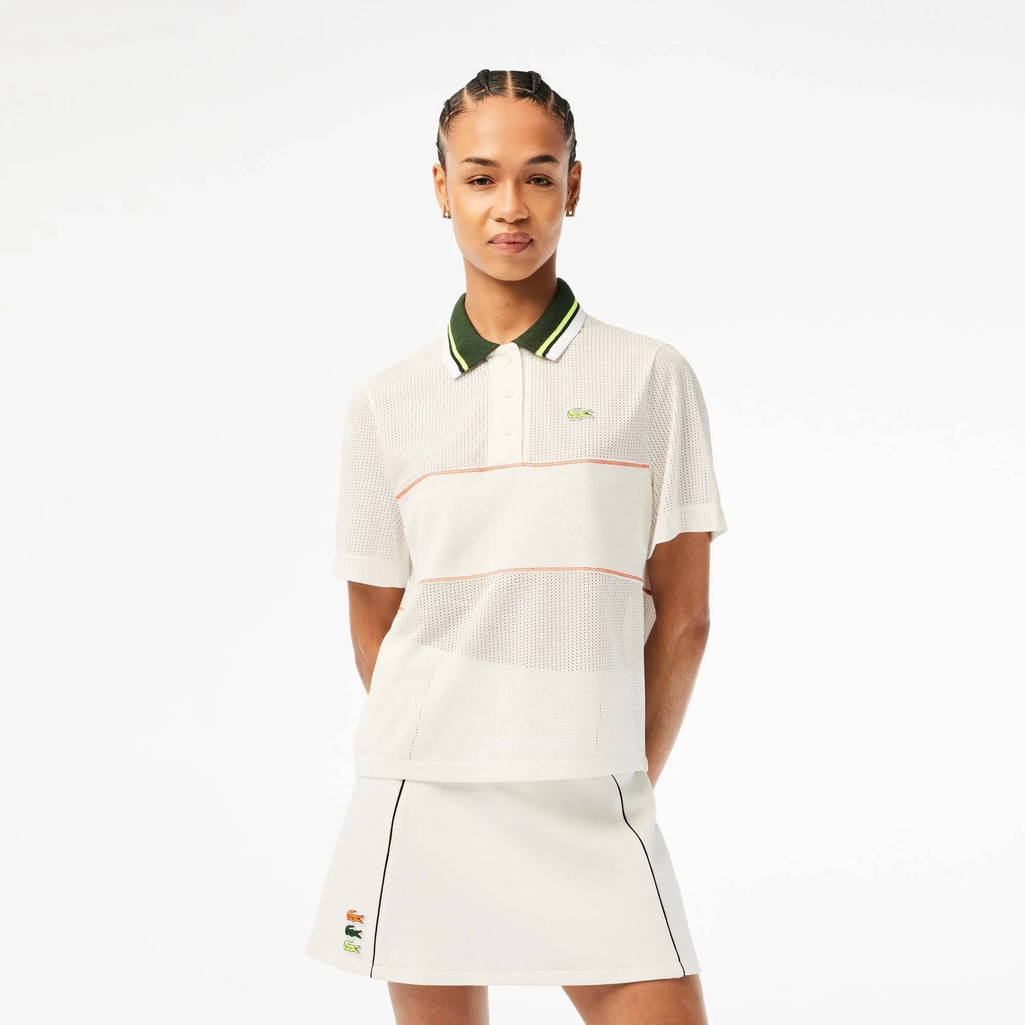 Lacoste Women’s Organic Cotton French Made Loose Cut Polo Shirt. 1