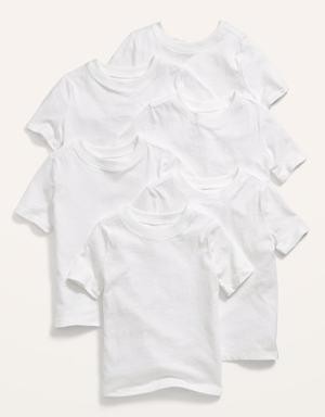 Unisex 6-Pack Short-Sleeve Crew-Neck T-Shirt for Toddler white