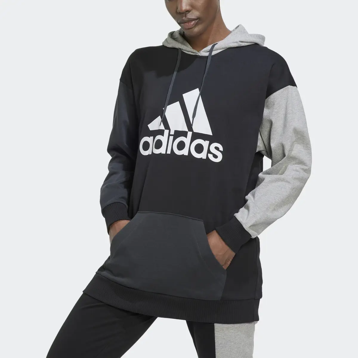 Adidas Sweat-shirt à capuche oversize à logo colorblock Essentials. 1