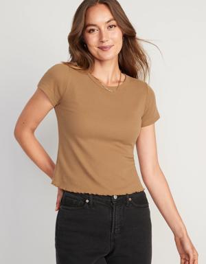 Cropped Waffle-Knit Scoop-Neck T-Shirt for Women, Old Navy