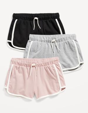 French Terry Dolphin-Hem Cheer Shorts 3-Pack for Girls pink