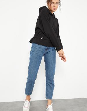 Siyah Beli Büzgülü Kapüşonlu Kadın Oversize Sweatshirt - 97159