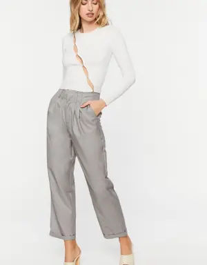 Forever 21 High Rise Straight Leg Trousers Grey