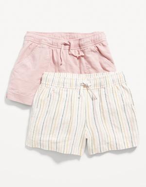 Linen-Blend Pull-On Shorts 2-Pack for Girls multi