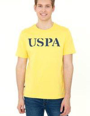 Erkek Açık Sarı Bisiklet Yaka Basic T-Shirt