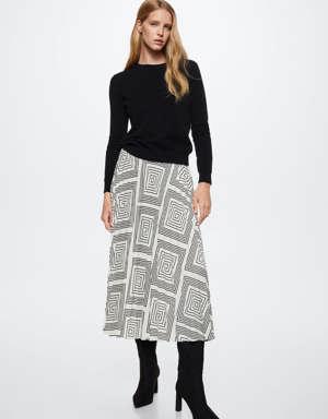 Geometric print pleated skirt