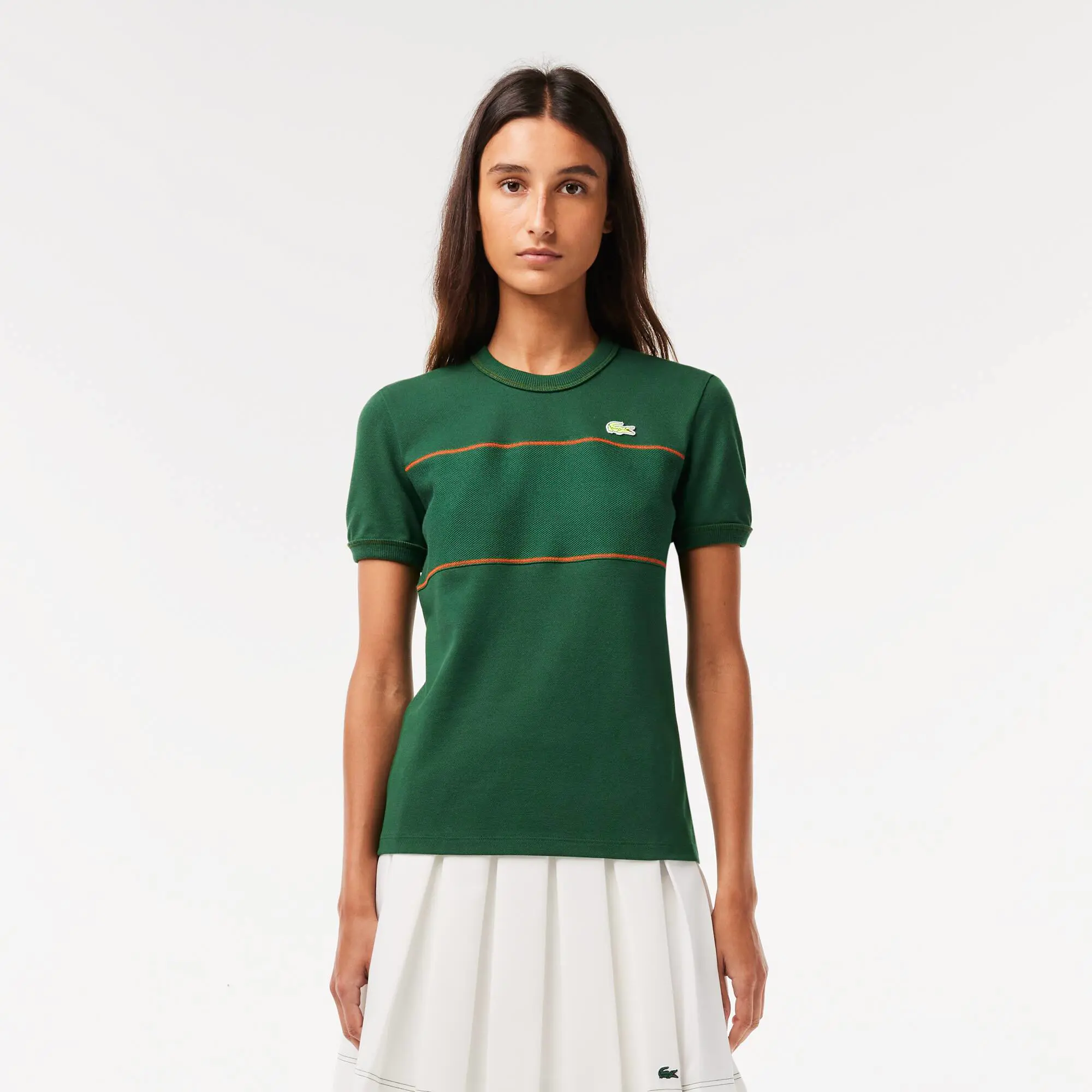 Lacoste Women’s Round Neck French Made Organic Cotton Piqué T-shirt. 1
