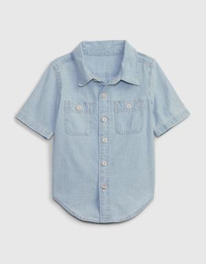 Toddler Chambray Denim Shirt with Washwell blue