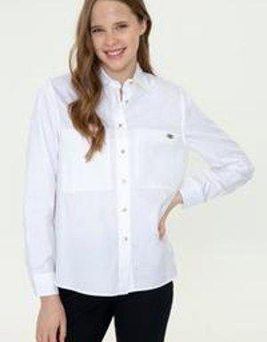 Kadın Beyaz Gömlek Uzunkol