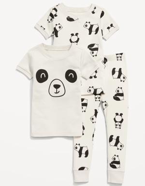 Unisex 3-Piece Snug-Fit Printed Pajama Set for Toddler & Baby white