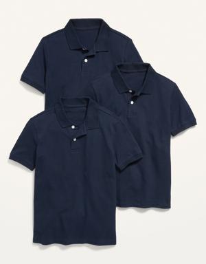 School Uniform Polo Shirt 3-Pack for Boys blue