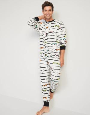 Matching Halloween One-Piece Pajamas for Men gray