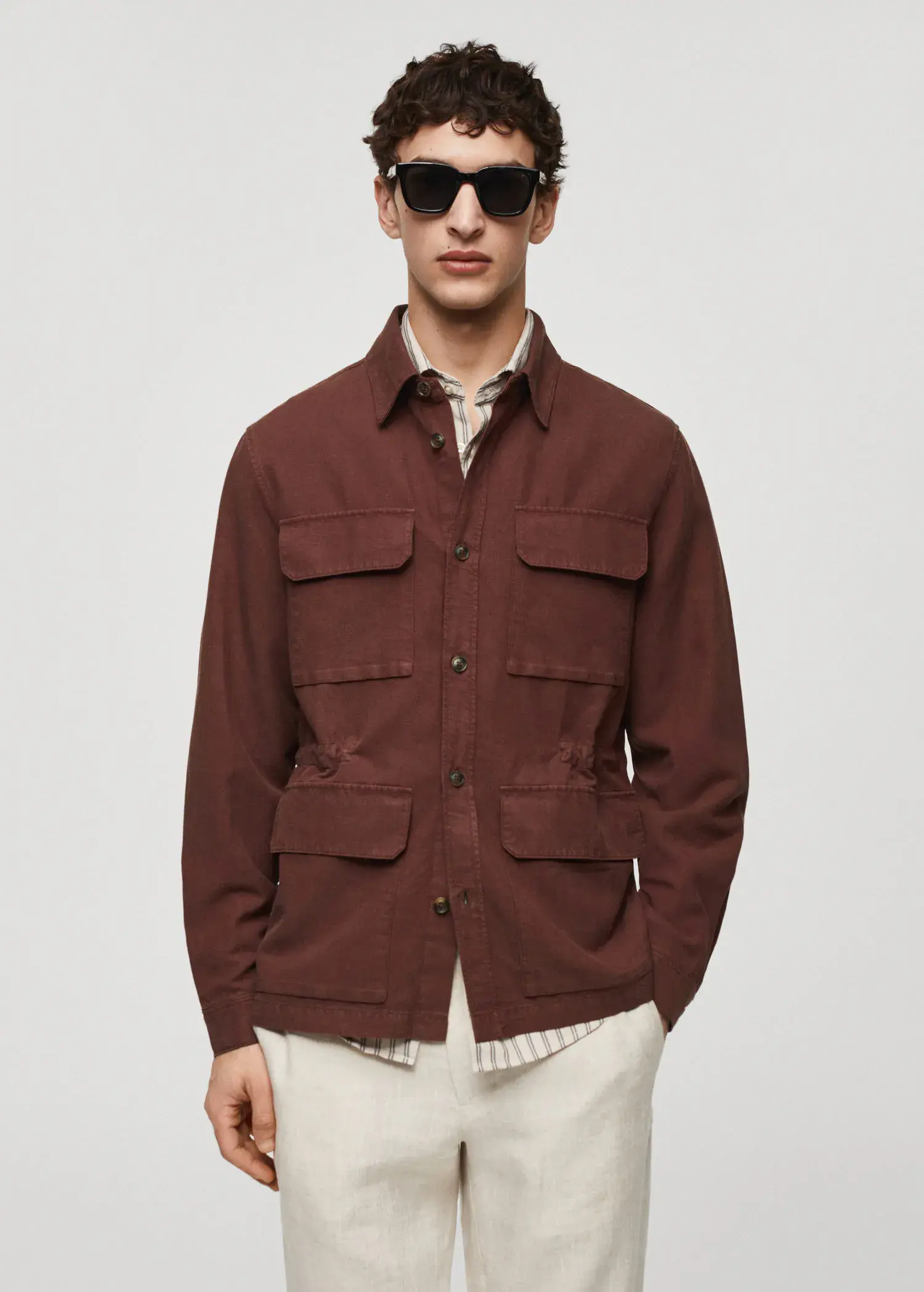 Mango Pocket linen-blend jacket. 1