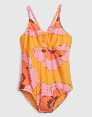 Kids Recycled Cutout Swim One-Piece multi