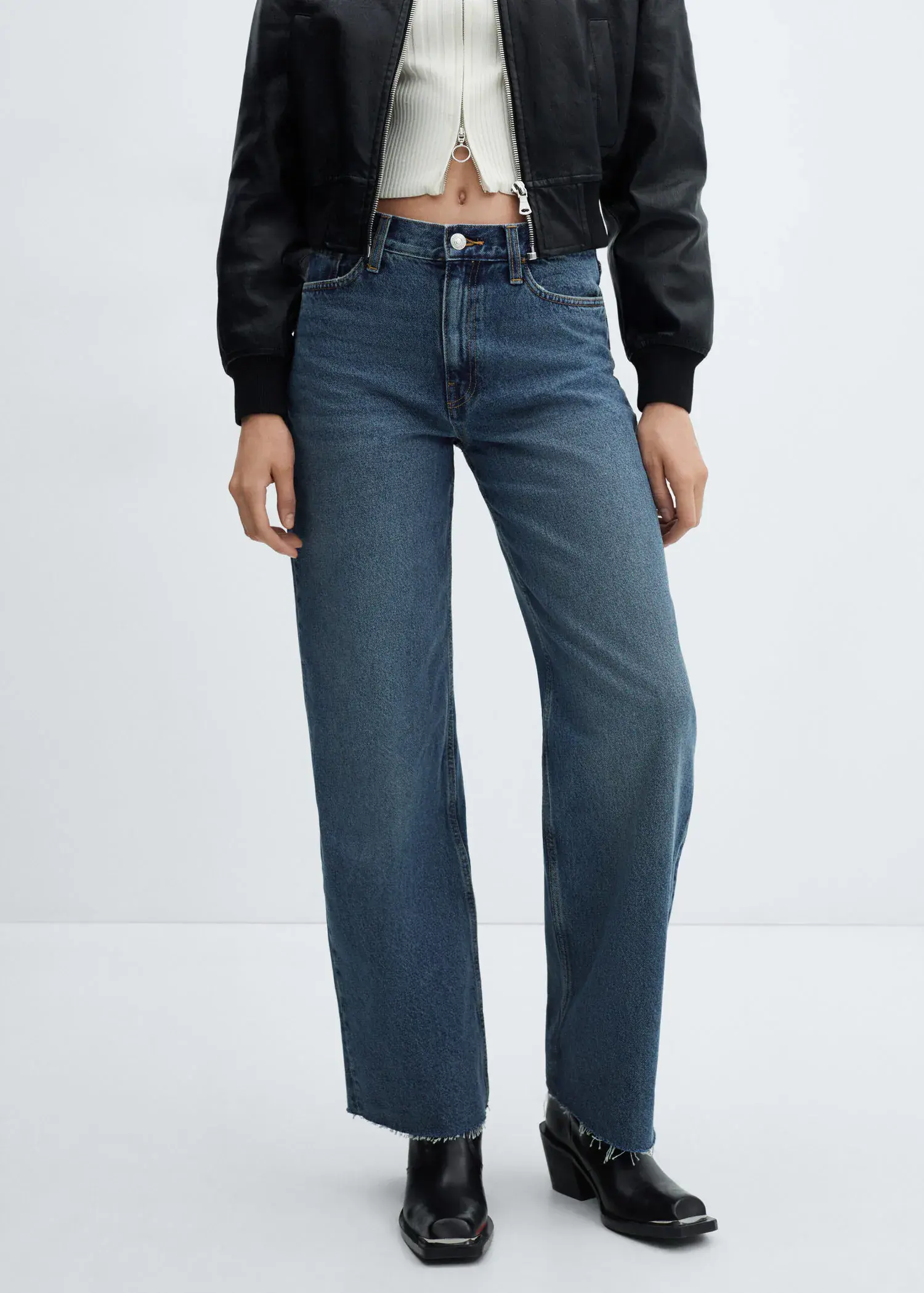 Mango High-waist wideleg jeans. 2