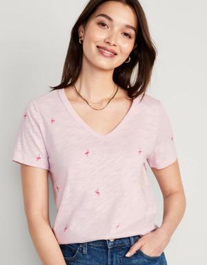 Old Navy EveryWear Printed Slub-Knit T-Shirt for Women pink