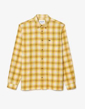 Men's Cotton and Wool Blend Checked Flannel Shirt