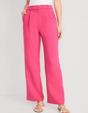 Old Navy Extra High-Waisted Pleated Taylor Wide-Leg Trouser Suit Pants for Women pink