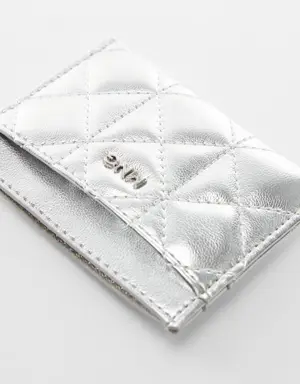 Quilted cardholder with logo