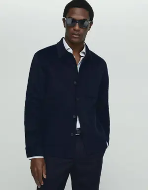 Recycled wool double-face overshirt