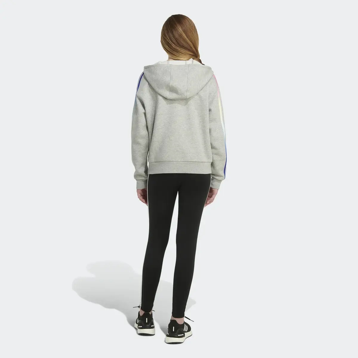 Adidas Multicolor 3-Stripes Fleece Pullover Hoodie. 2