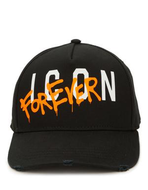 Icon Siyah Turuncu Logo Detaylı Erkek Şapka