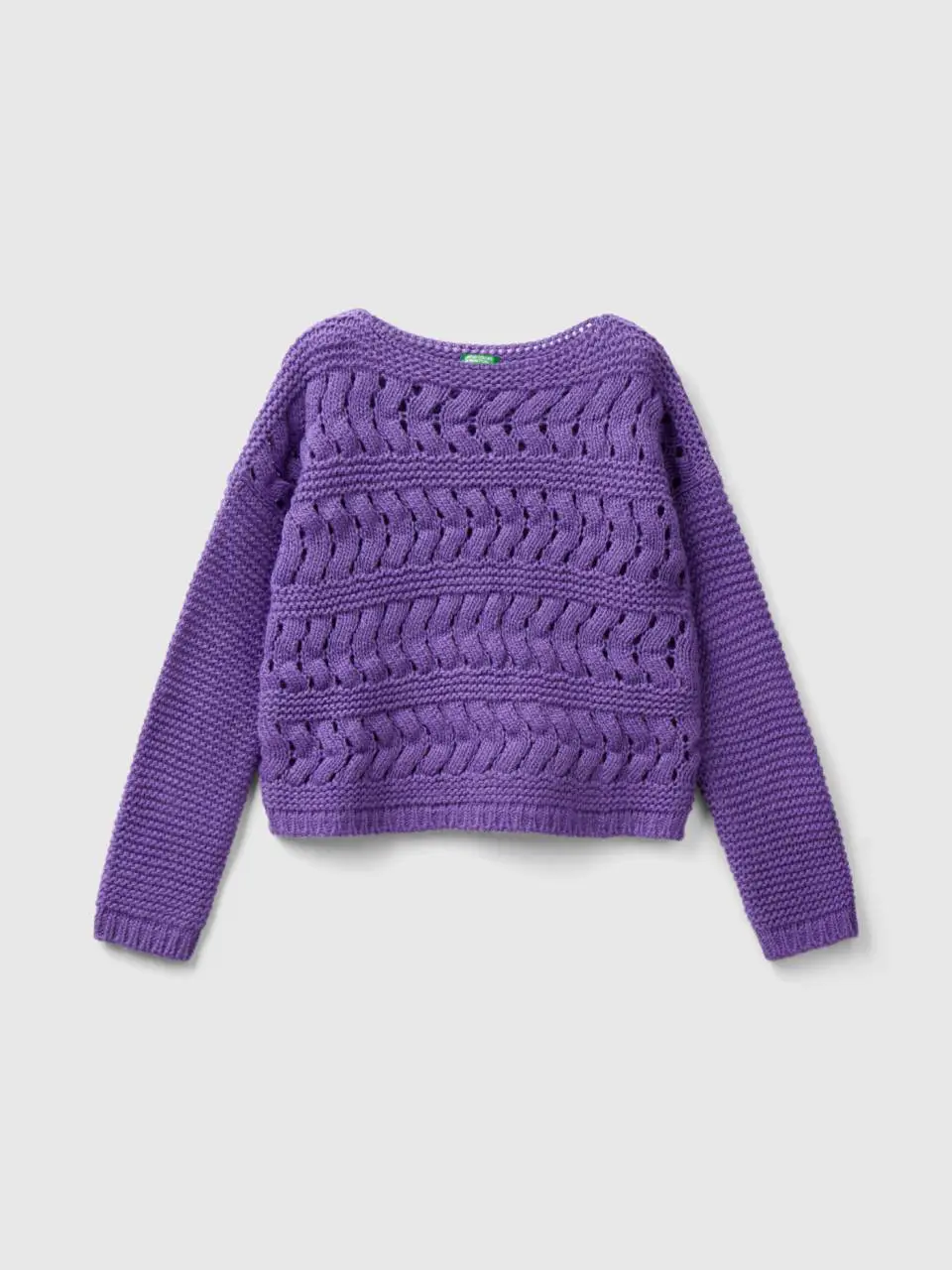 Benetton cable knit sweater in wool blend. 1