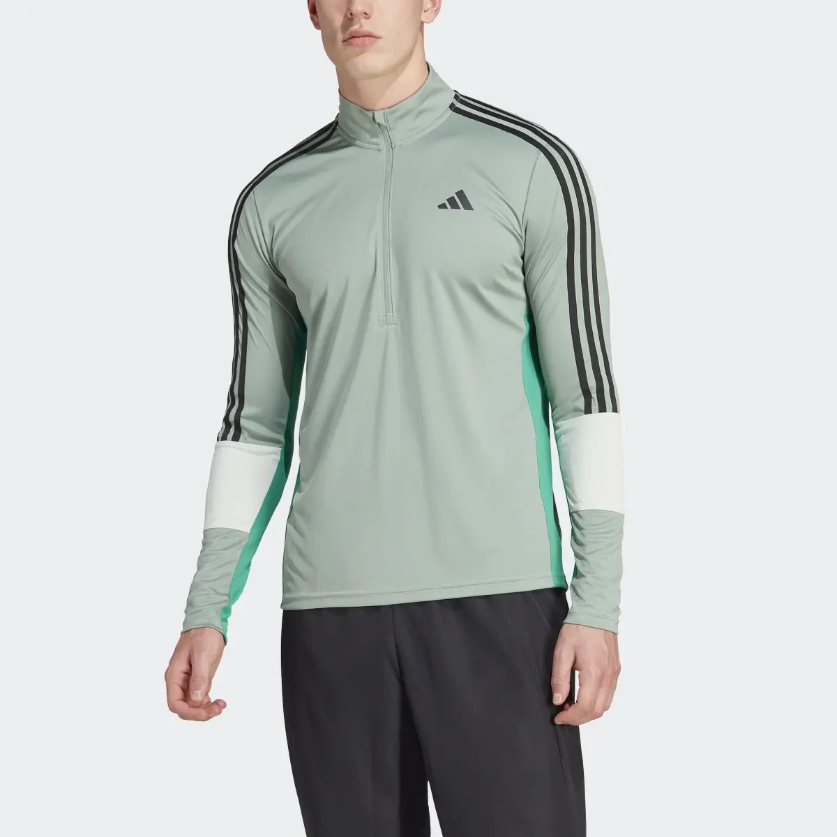 Adidas Training Colorblock 1/4-Zip Long Sleeve Tee. 1