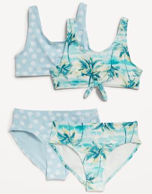 4-Piece Tie-Front Bikini Swim for Girls blue
