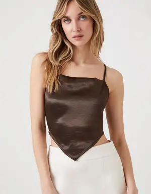 Forever 21 Satin Lace Up Handkerchief Cami Dark Brown