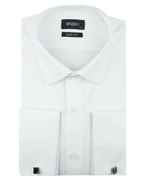 Beyaz Slim Fit Sert Yaka Uzun Kollu Gömlek