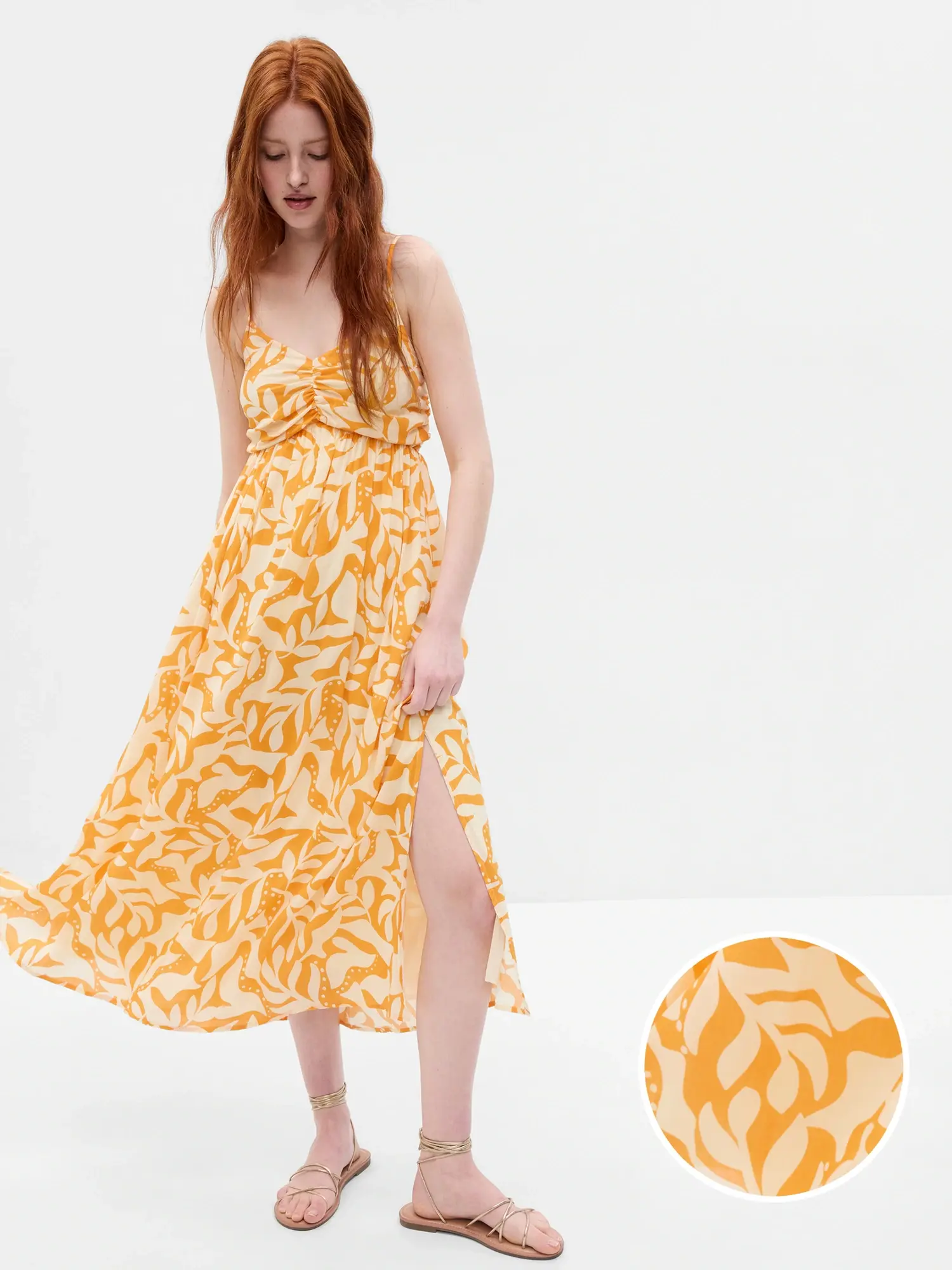 Gap Empire Waist Midi Dress yellow. 1