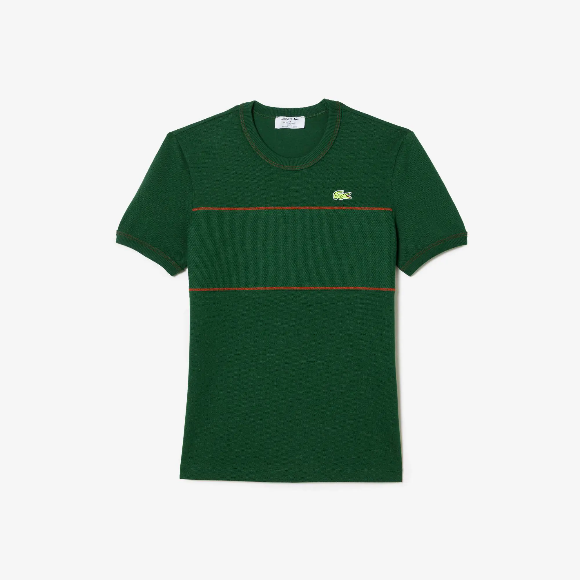Lacoste T-shirt de piqué de algodão orgânico feita em França decote redondo para Mulher. 2
