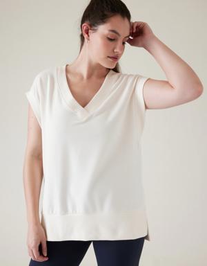 Athleta Retroterry V&#45Neck Sweatshirt Tee white