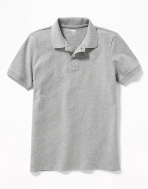 School Uniform Pique Polo Shirt for Boys gray