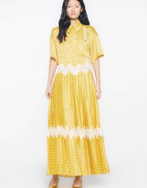 Yellow Skirt with Pleated Lace Accessories