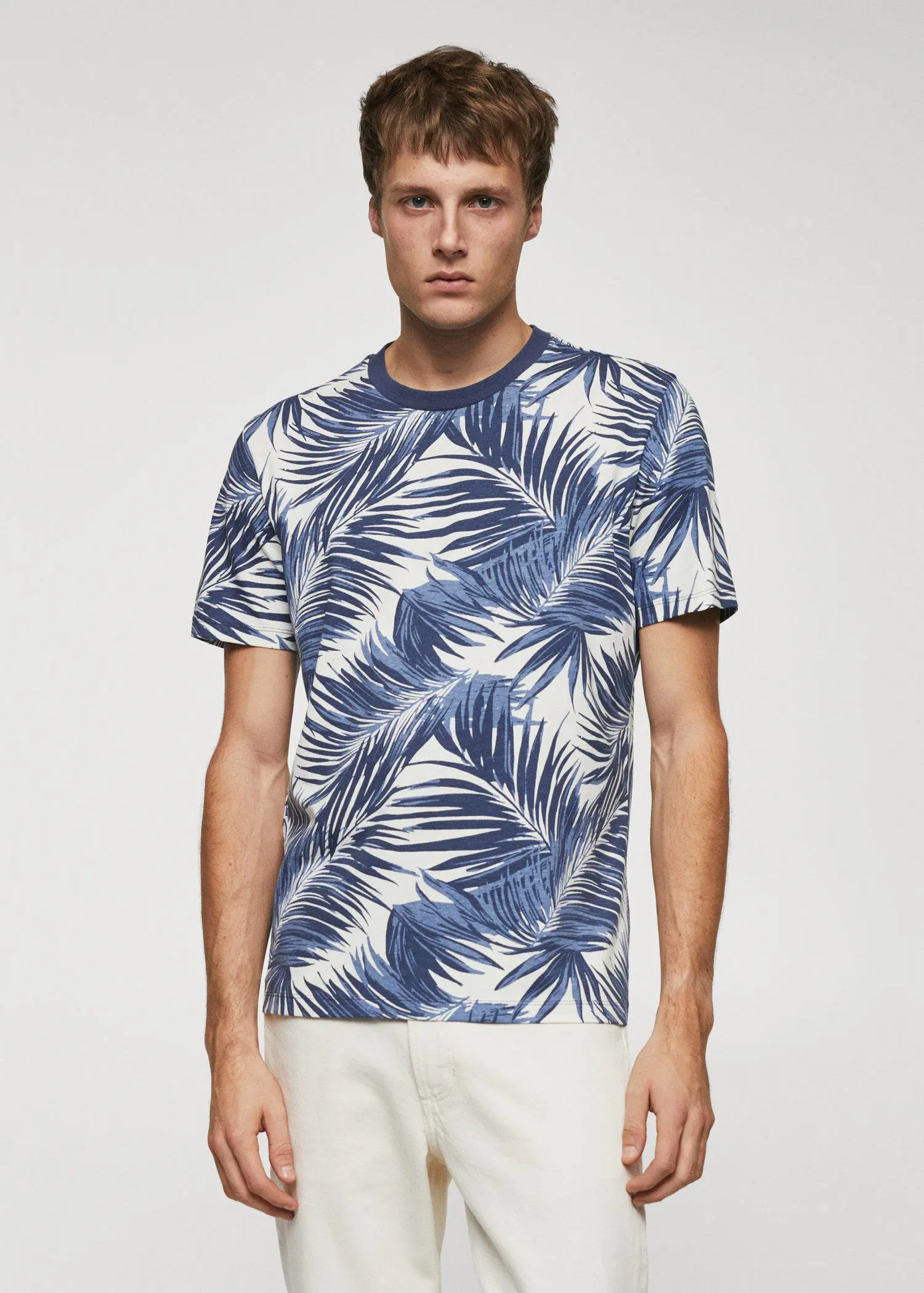 Mango Camisa slim fit com estampado de palmeiras. 1