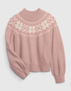 Kids Cozy Fair Isle Sweater pink