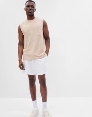 Gap 100% Organic Cotton Muscle Sleeveless Pocket T-Shirt beige