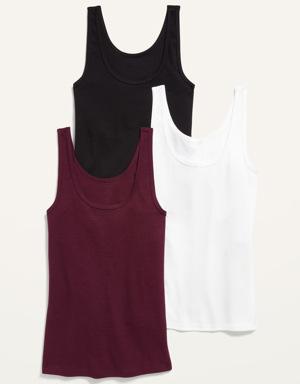 Slim-Fit Rib-Knit Tank Top 3-Pack for Women red
