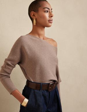 Colleta Ribbed Off-Shoulder Sweater beige