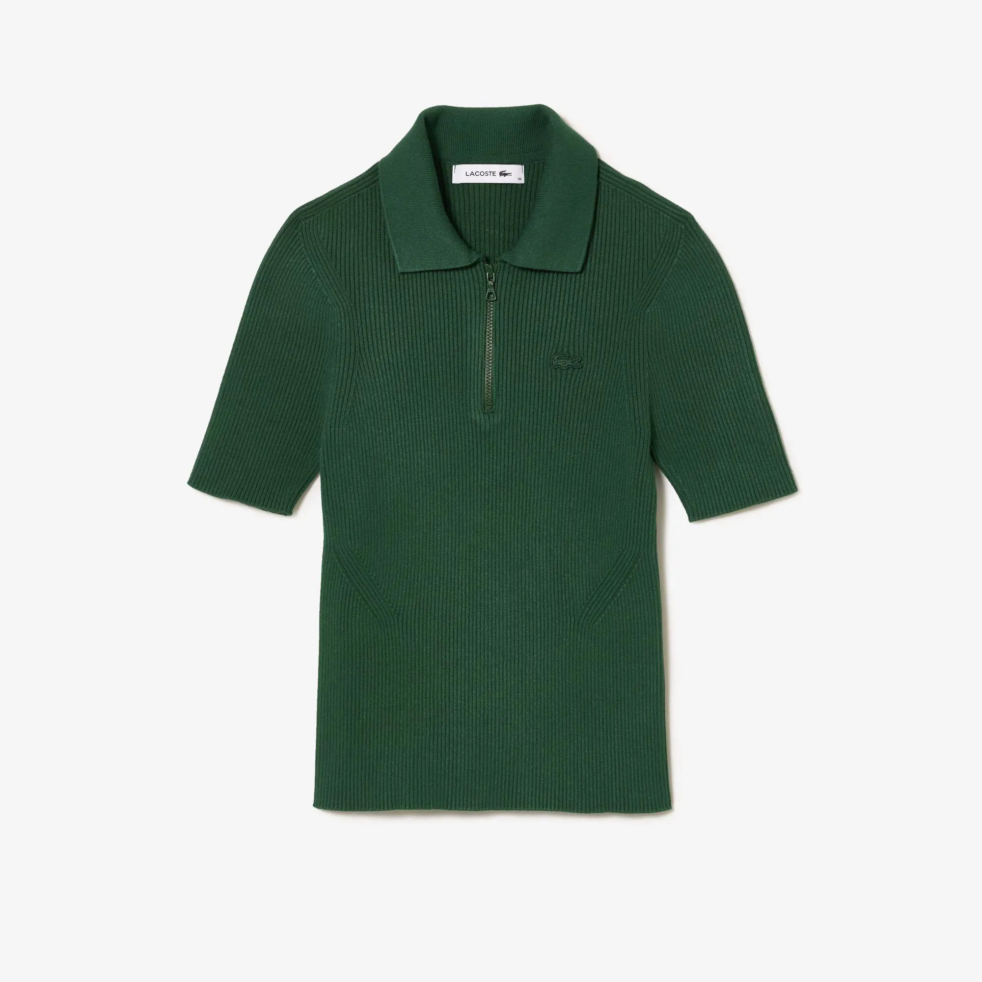 Lacoste Women’s Lacoste Zipped Knit Polo Shirt. 2