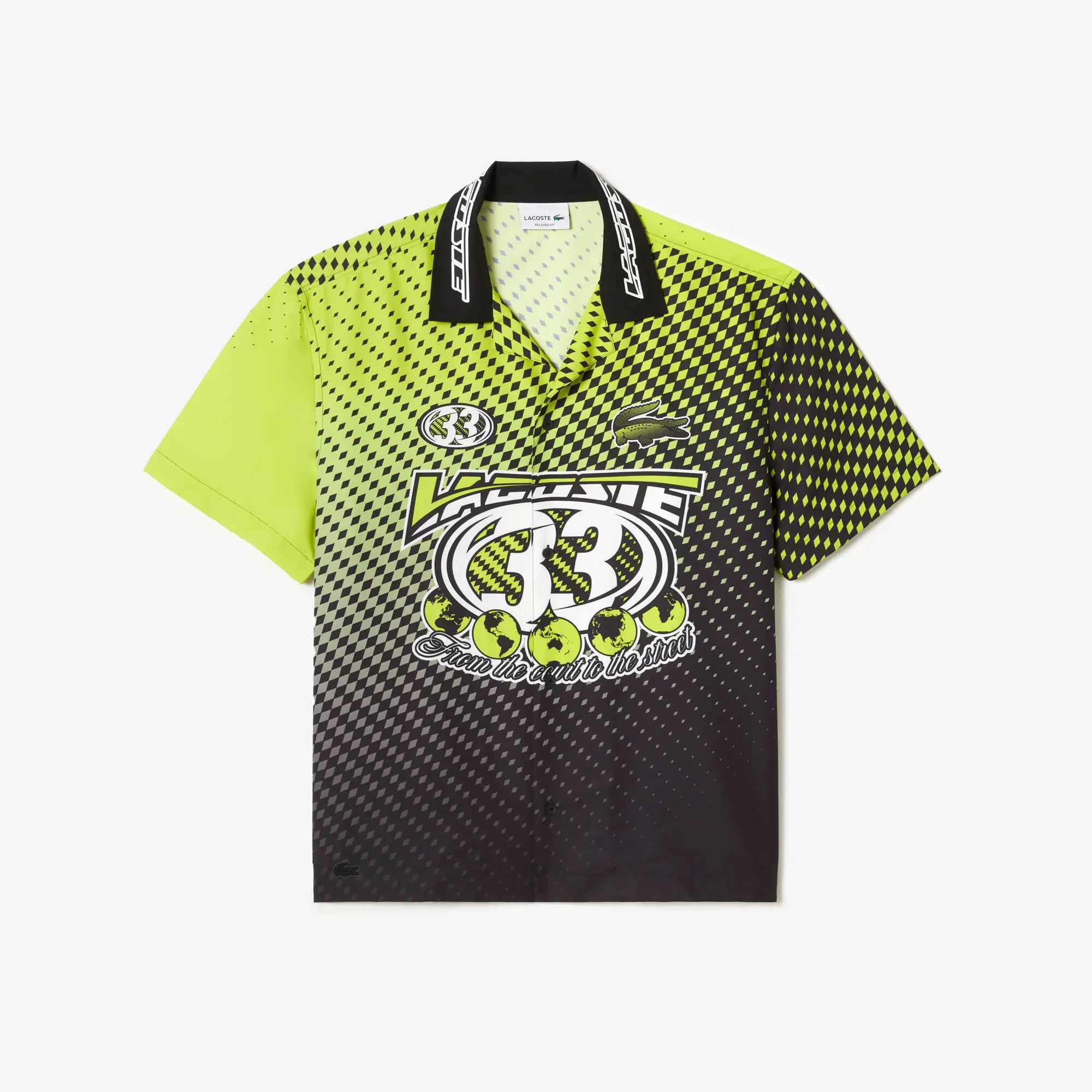 Lacoste Men’s Short Sleeve Ombré Checkerboard Print Shirt. 2