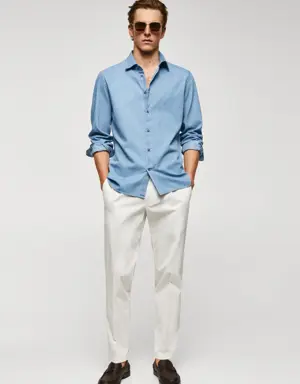 Slim-fit chambray cotton shirt