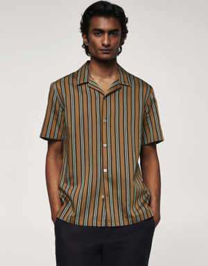 Regular-fit shirt with bowling neck