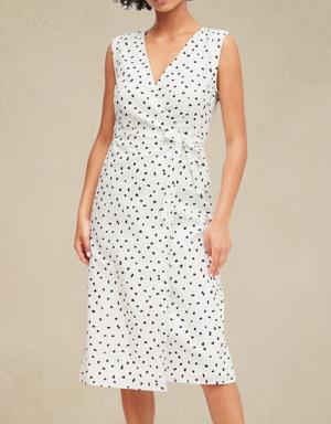 Petite Linen-Cotton Wrap Dress white