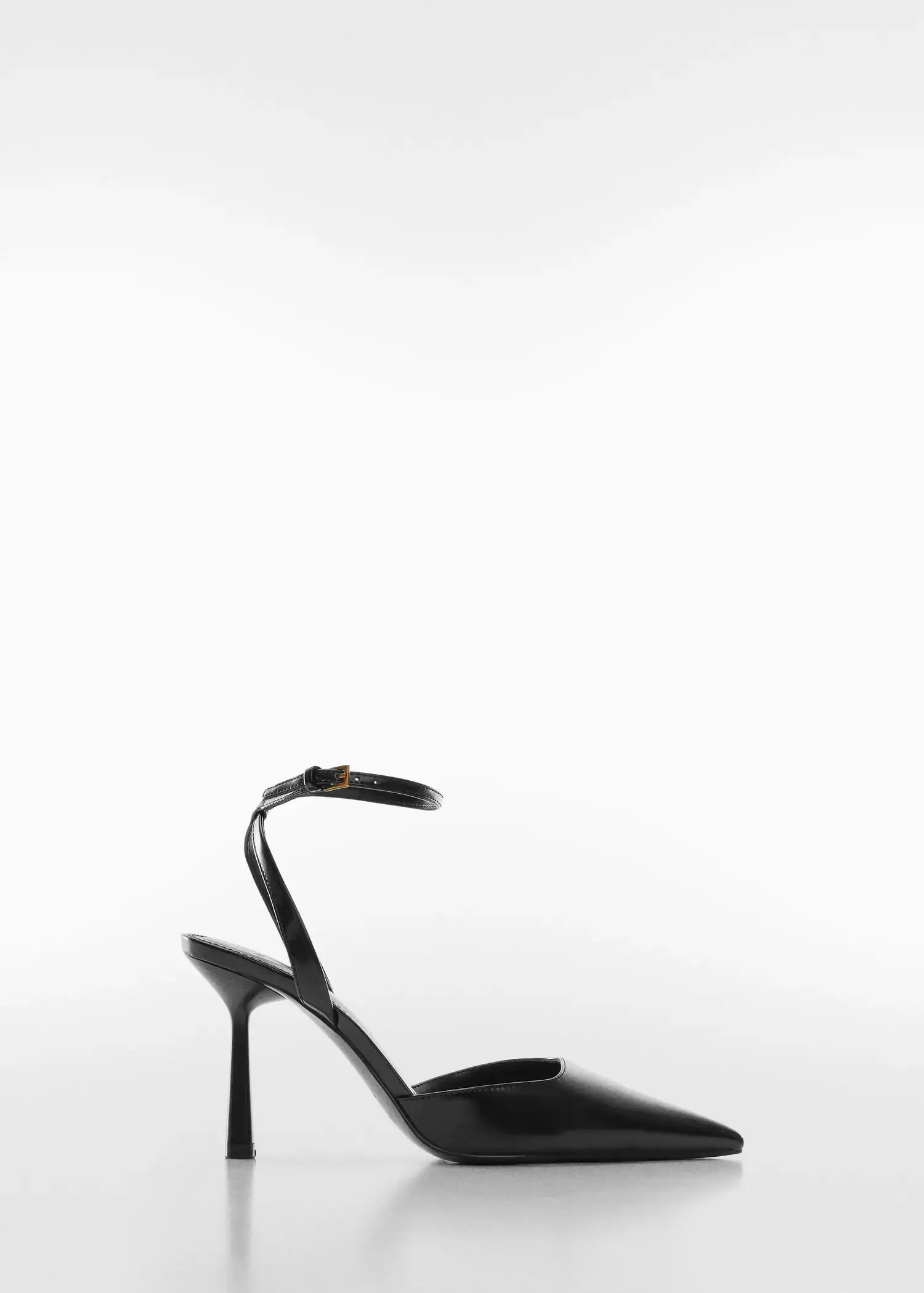 Mango High-heeled shoes. a pair of black high heeled shoes on a white background. 